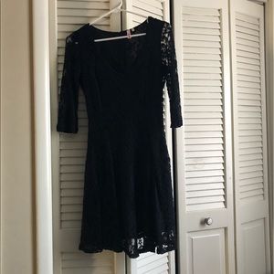 Black 3/4 Sleeve Lace Dress